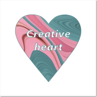 creative heart patterned with pink turquoise agate slice Posters and Art